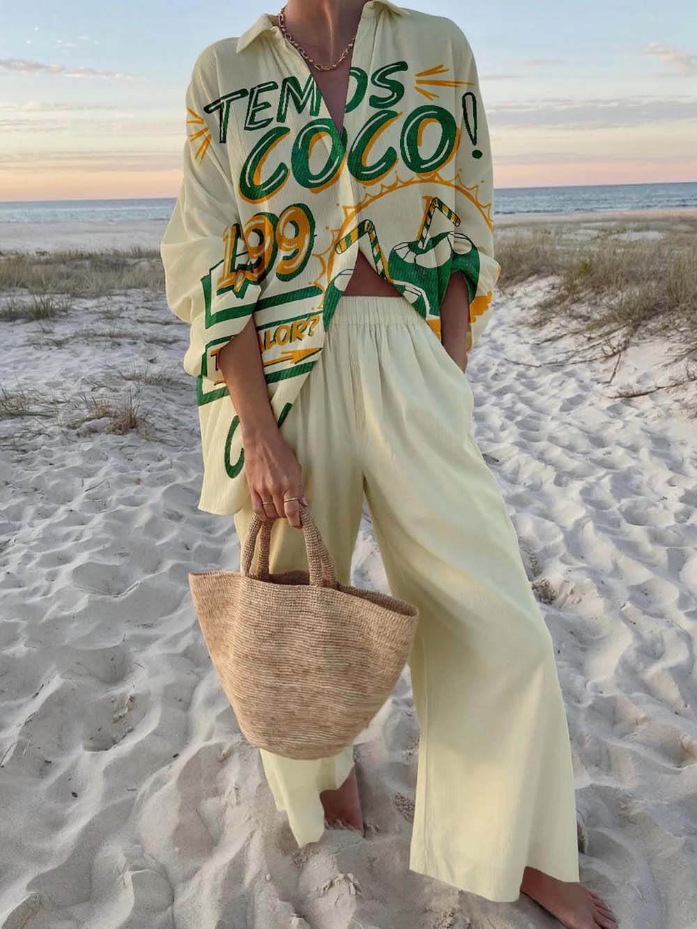 Moderne Print Casual Ferie Stil Sæt
