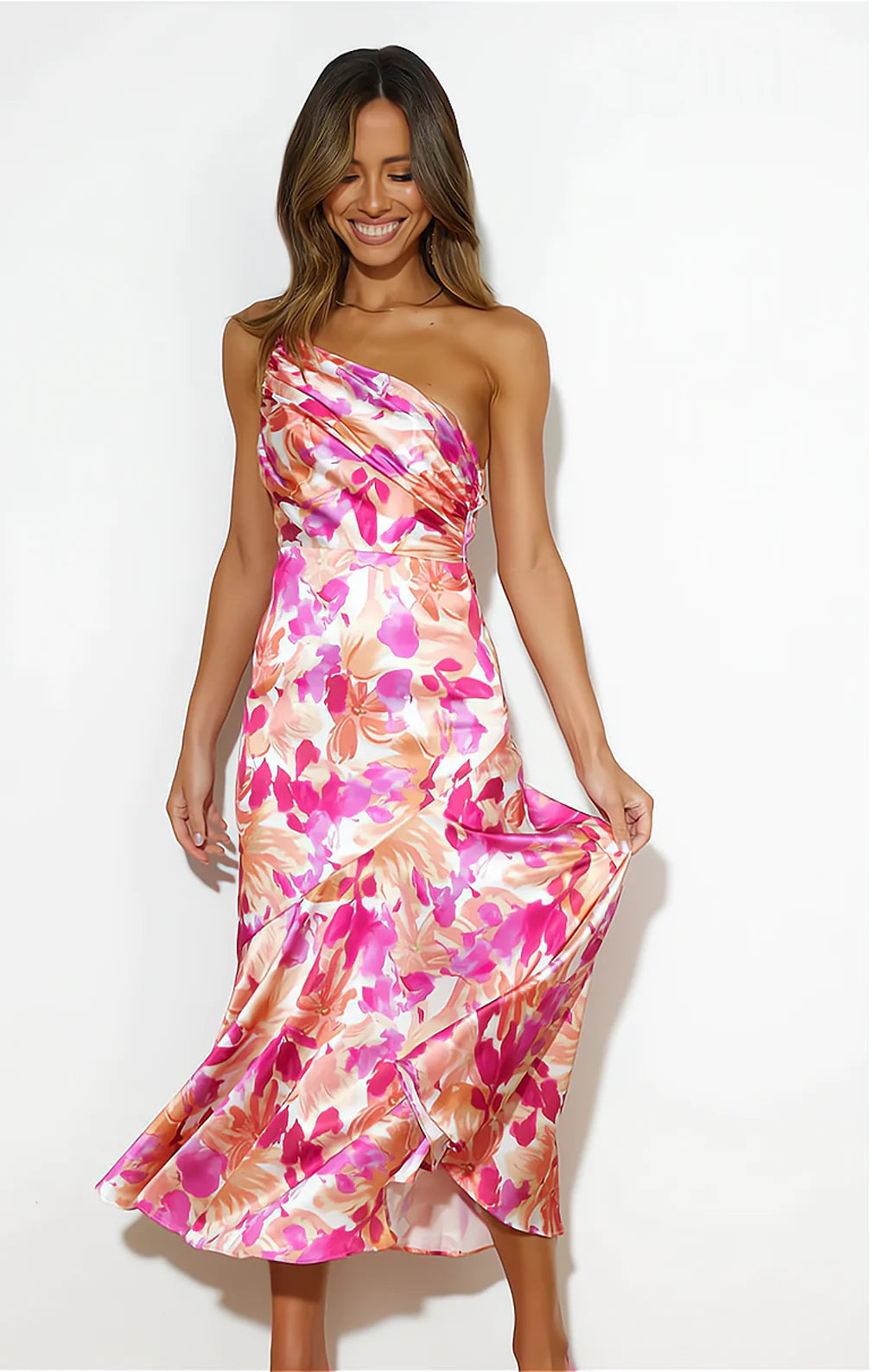 Diane | Floral Satin Kjole